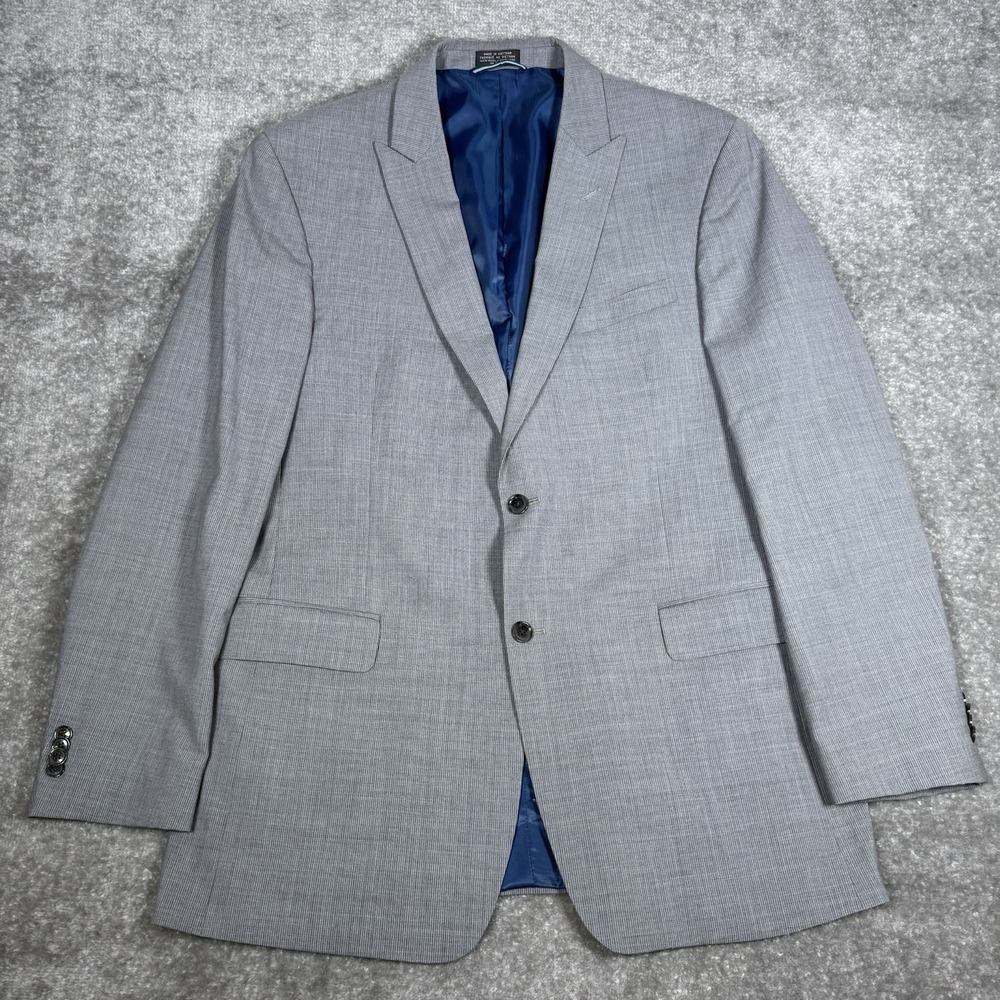 Tommy Hilfiger‎ Sport Coat Jacket Men's 42L Gray Pinstriped Wool 2 Button